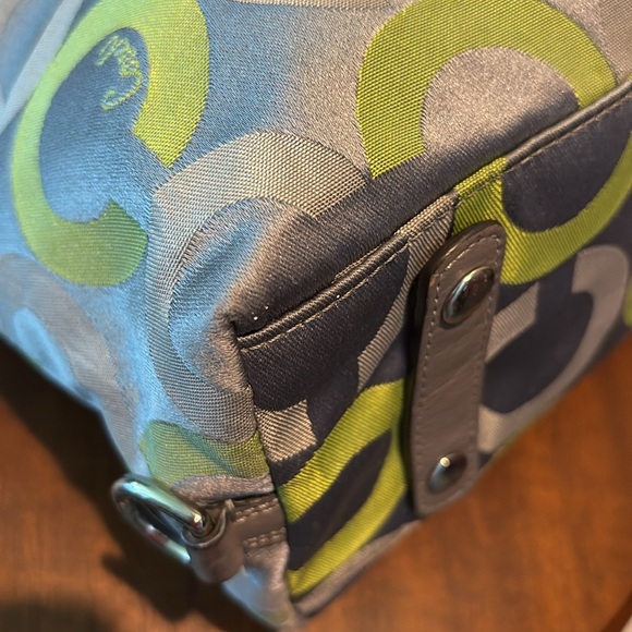 Coach Vintage Ashley convertible shoulder bag satchel Gray/Green lime canvas - Picture 14 of 16